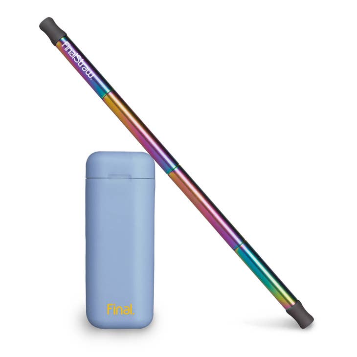 Final Straw Stainless Steel Reusable Rainbow Straw With Case in Artic Blue Color 