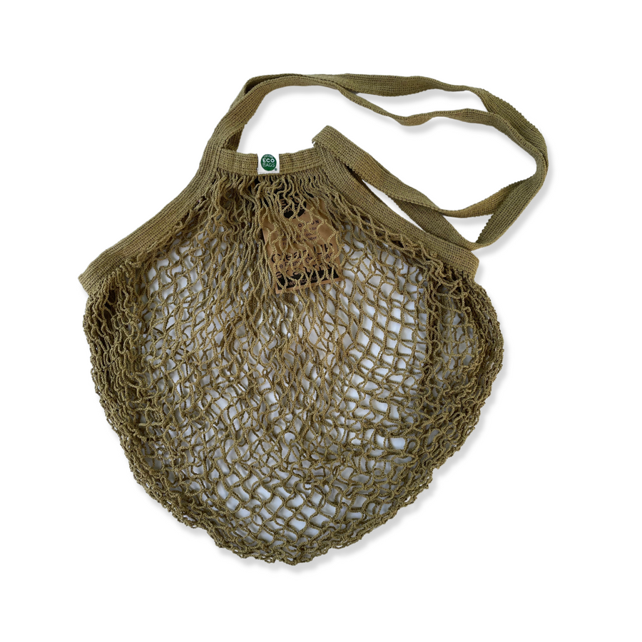 Ecobags String Bag In Celery Seed (Muted Green) Color On White Background.