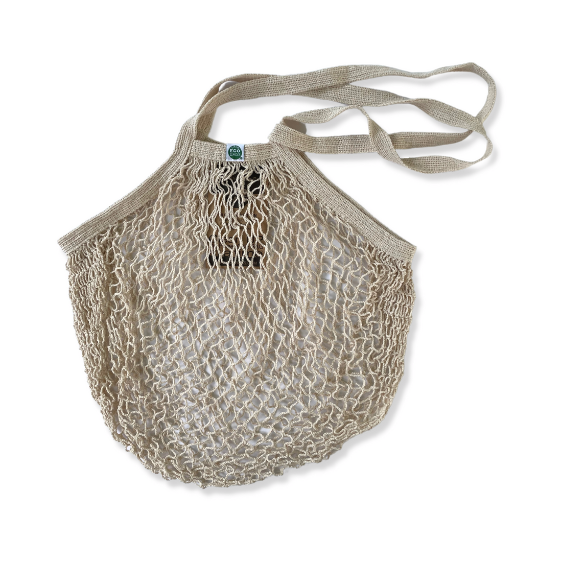 Ecobags String Bag In Natural Color On White Background.