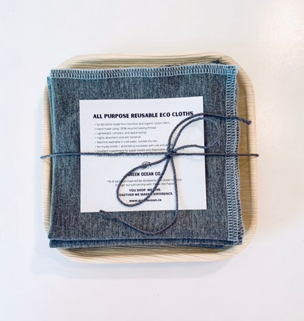 Reusable All Purpose Bamboo Eco Cloths In All Natural Packaging.