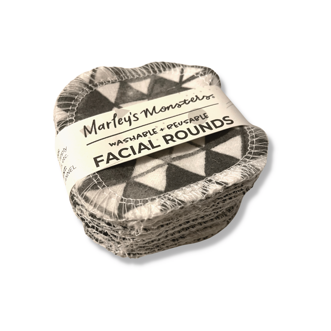 Marleys Monsters Reusable Cotton Facial Rounds, In Black And White Prints.