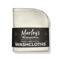 Marley's Monsters Bamboo Cotton Blend Washcloth 4 Pack, On White Background.