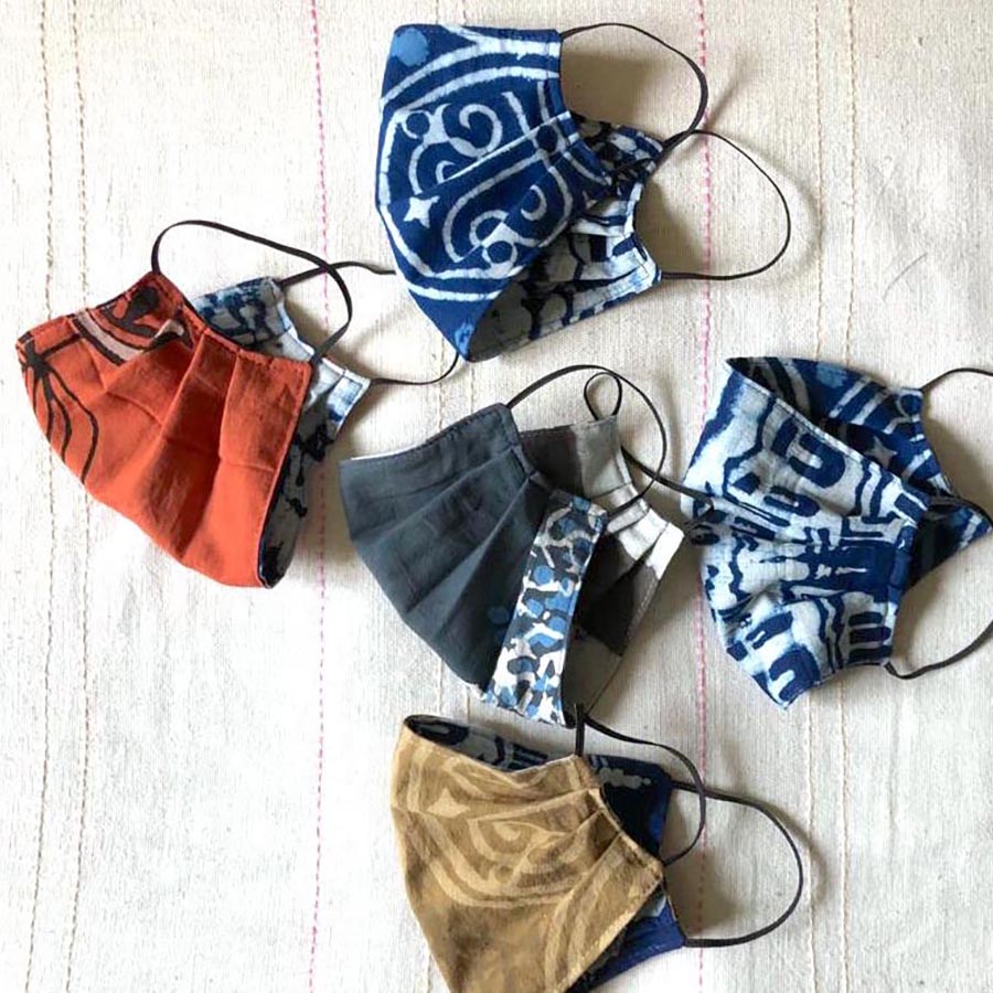 Ichcha Handmade 2-layer, Reversible, 100% Cotton Masks In Original Designs. Hand Dyed And Printed With Plant And Mineral Dyes.