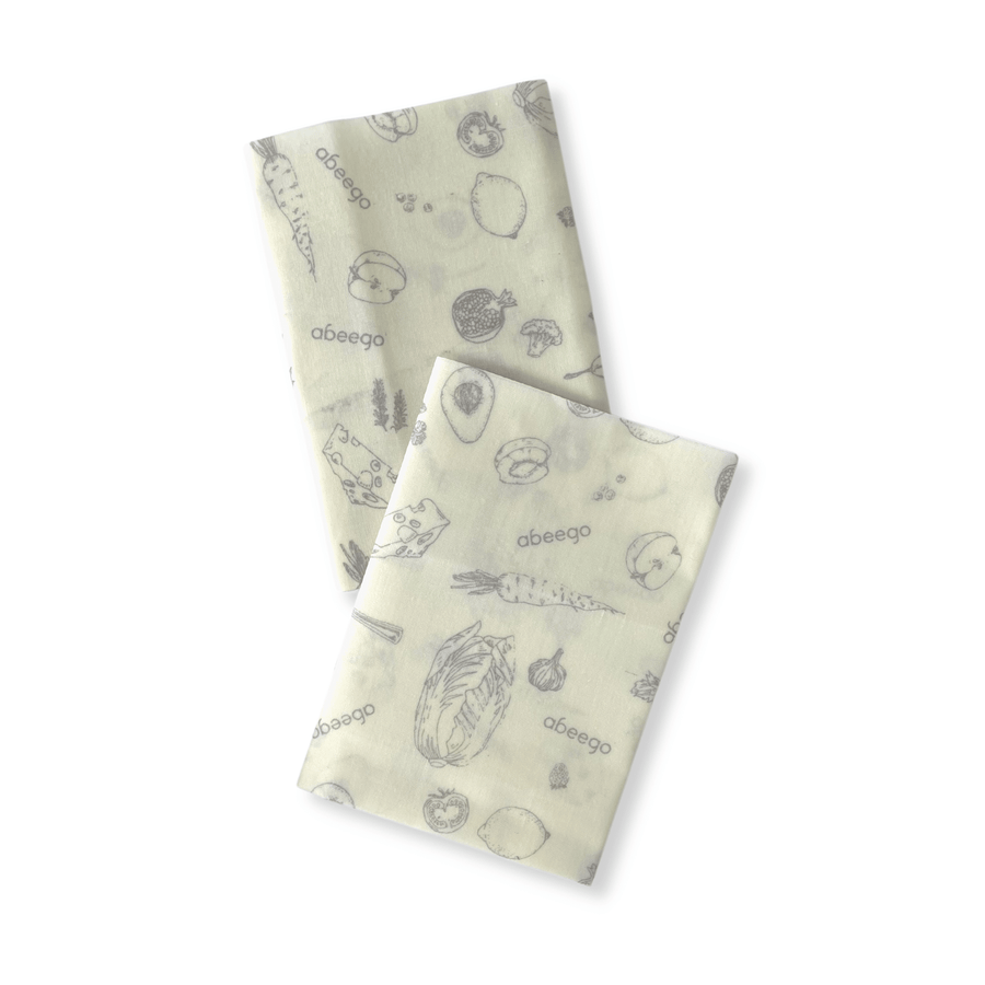 Abeego Beeswax Food Wraps. Two Large Wraps, Folded.