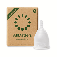 AllMatters (Formerly OrganiCup) Size A Menstrual Cup With Kraft Cardboard Box Packaging.