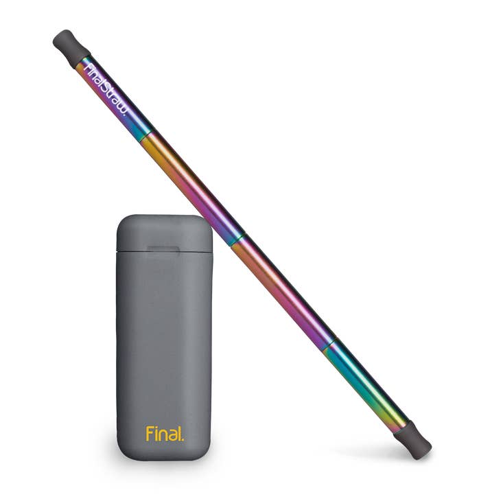 Final Straw Stainless Steel Reusable Rainbow Straw With Case in Shark-Butt Grey Color 