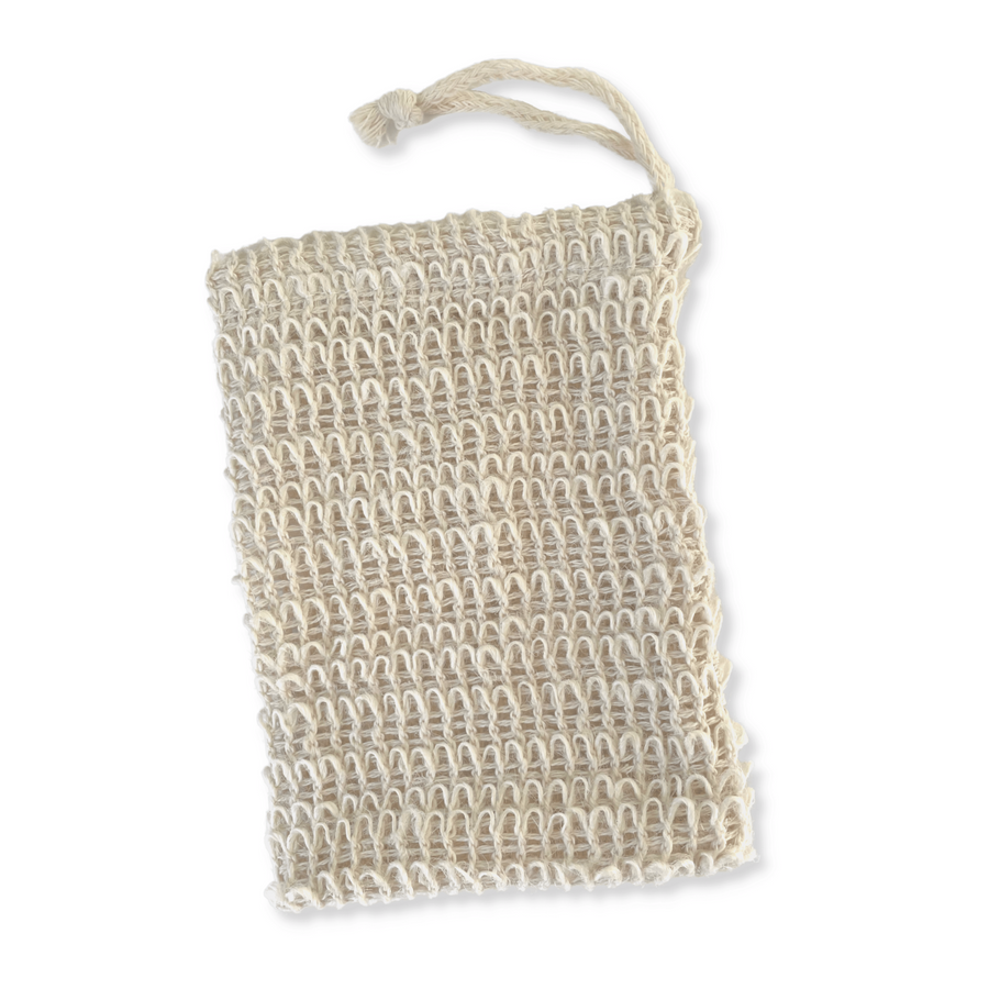 Casa Agave Woven Soap Bag On White Background.
