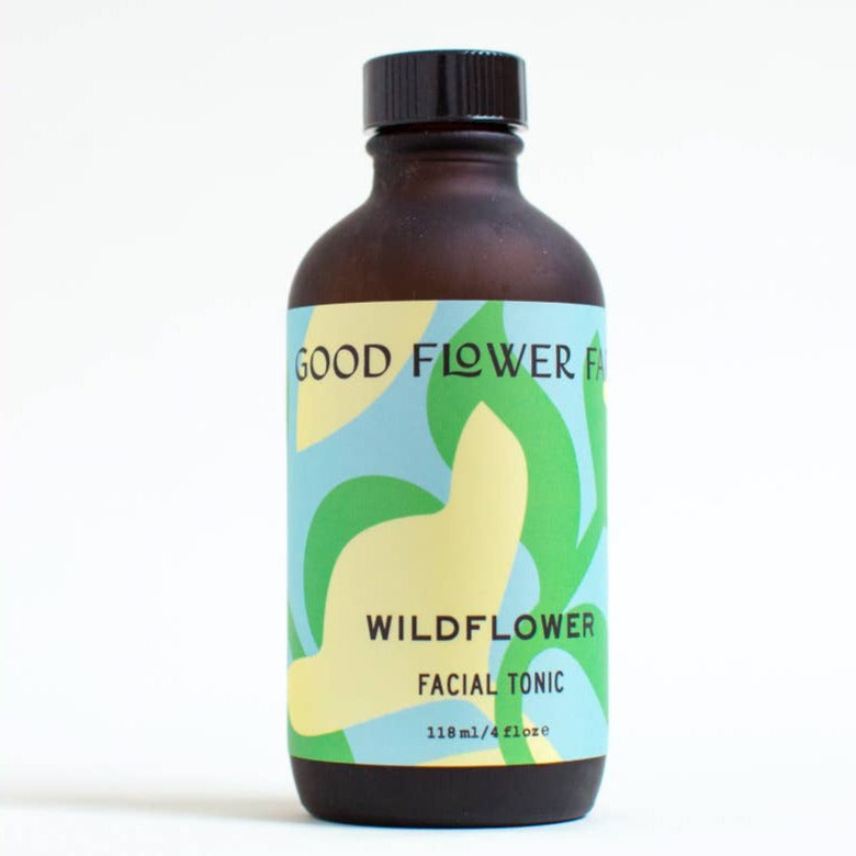 Good Flower Farm Wildflower Facial Tonic In Four Ounce Glass Bottle.