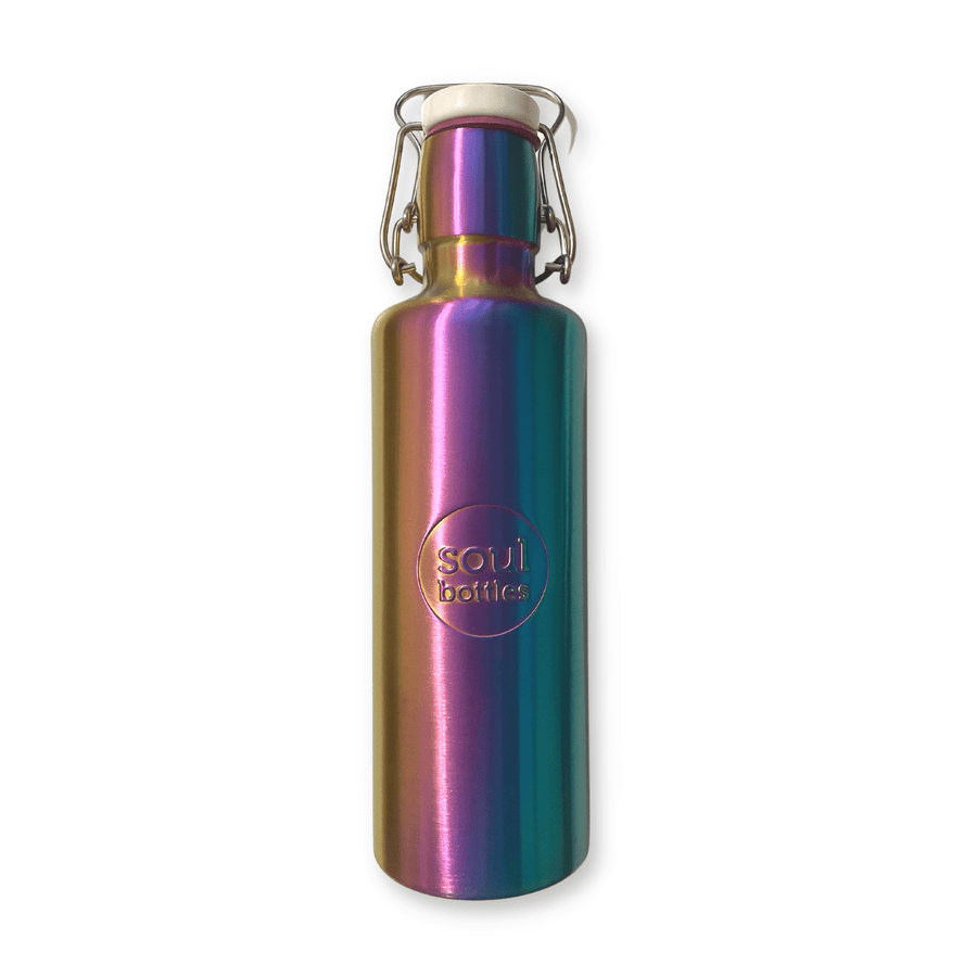 Soulbottles Utopia Stainless Steel Water Bottle - 20 ounce. Rainbow Colored and Plastic Free!